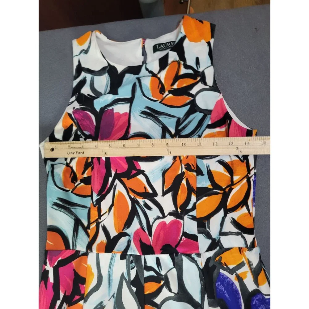 Lauren Ralph Lauren Womens SZ 4 Floral Sleeveless Dress Luxury Colorful Classy - Picture 4 of 8